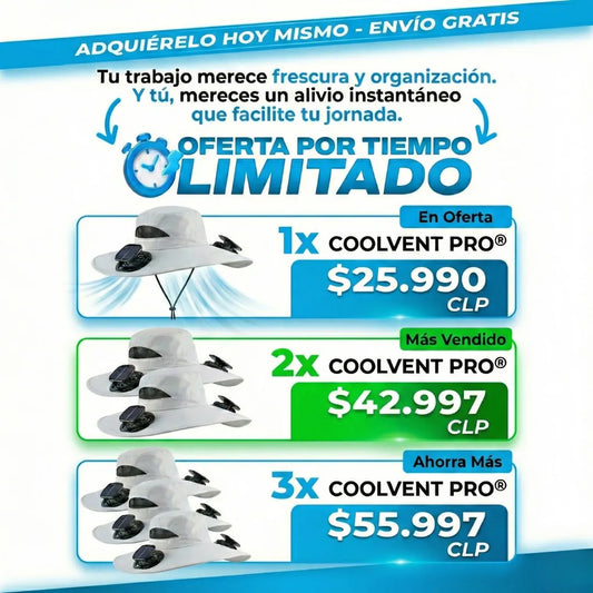 CoolVent Pro® - Sombrero con Ventiladores Solar